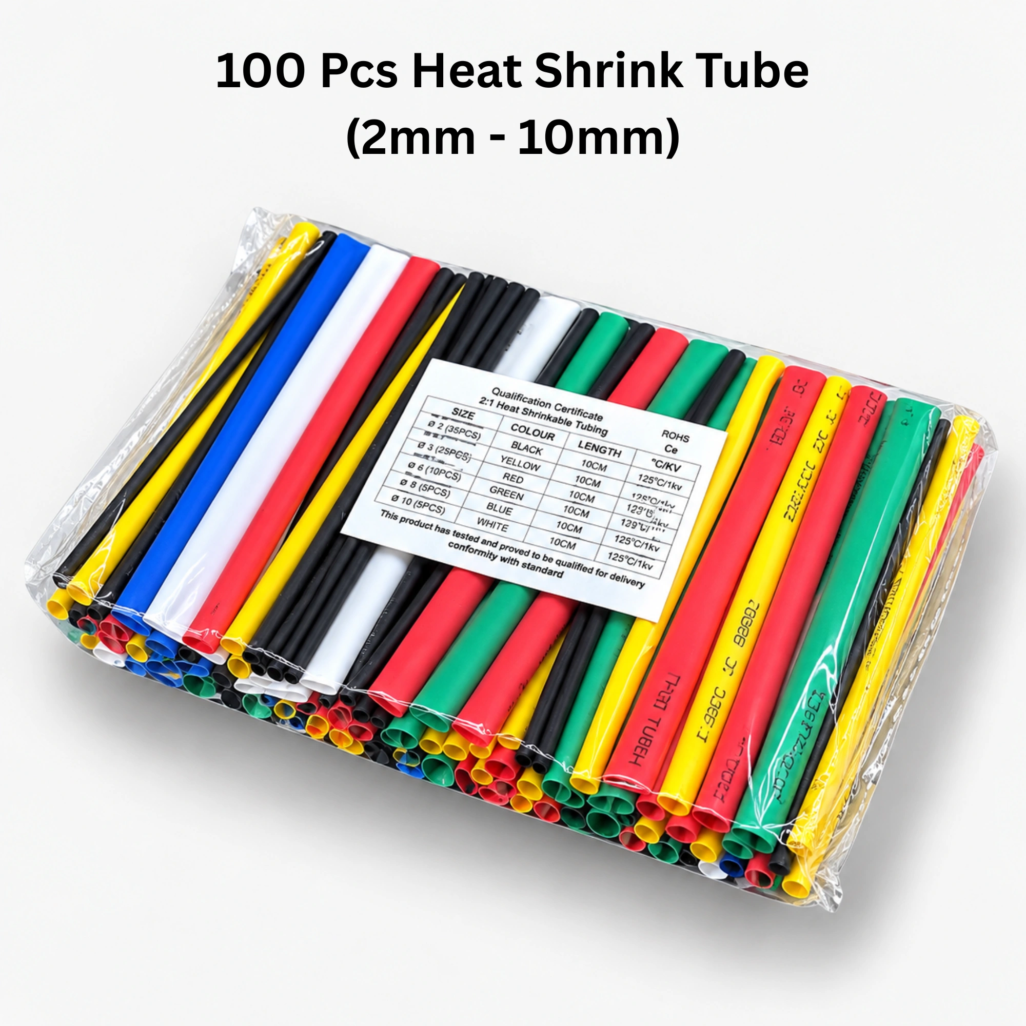 100 Pcs Heat Shrink Tube (2mm - 10mm)